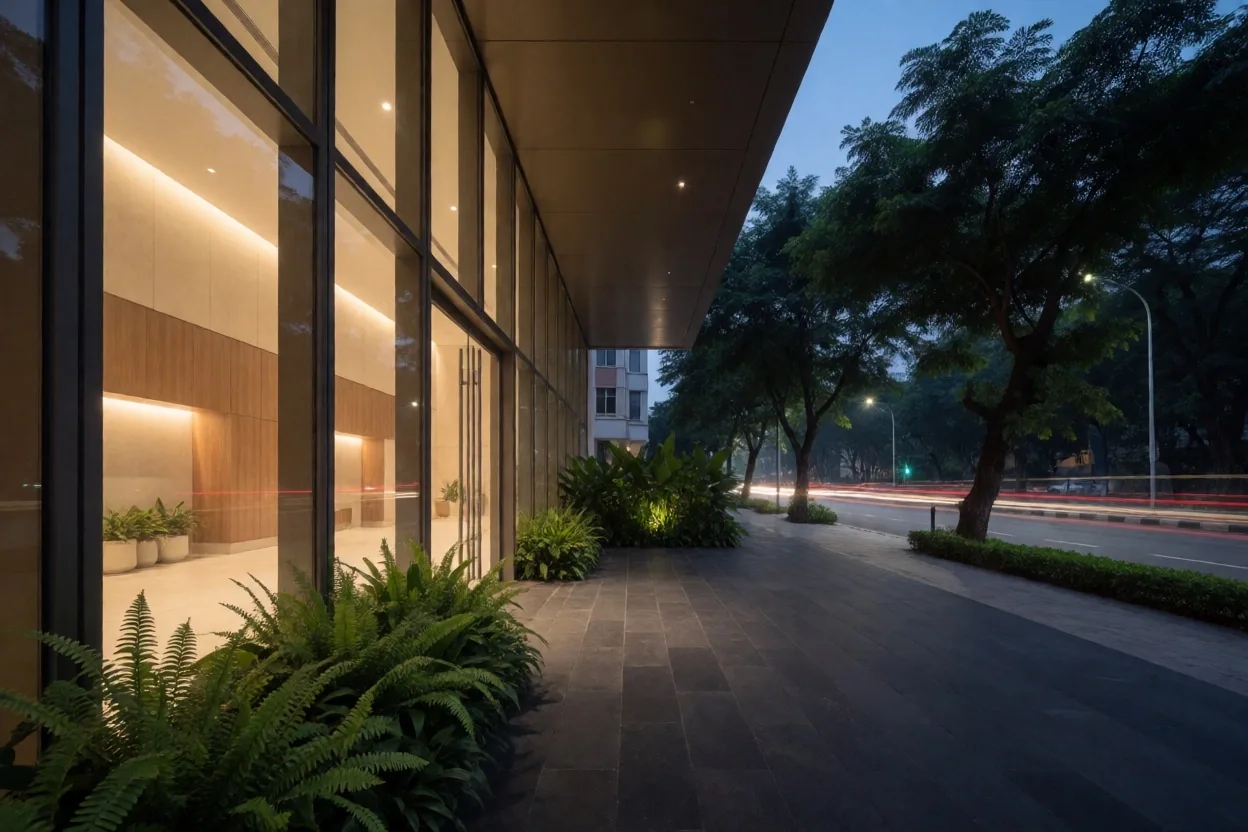 Jl MH Thamrin Menteng Jakarta Pusat street view at evening